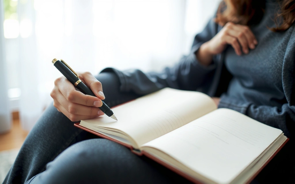 A person journaling in a calm environment